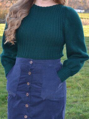 Women's Green Handmade Sweater, size S-M